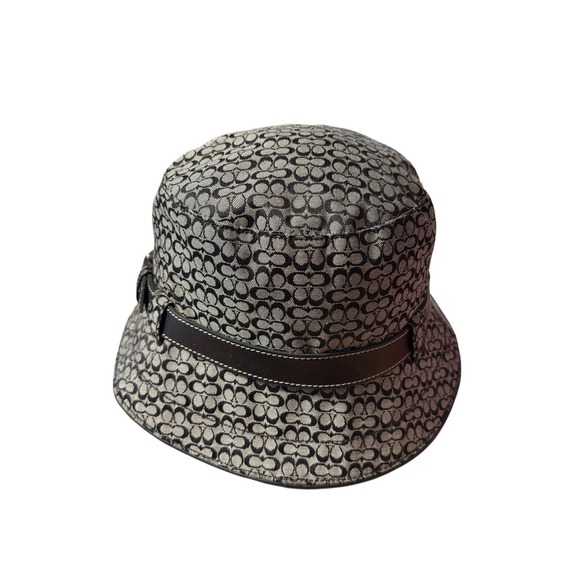 Coach Vtg Black & Grey Signature Y2K  Bucket Hat, Medium‎ / Large, Preppy Casual - Picture 5 of 7
